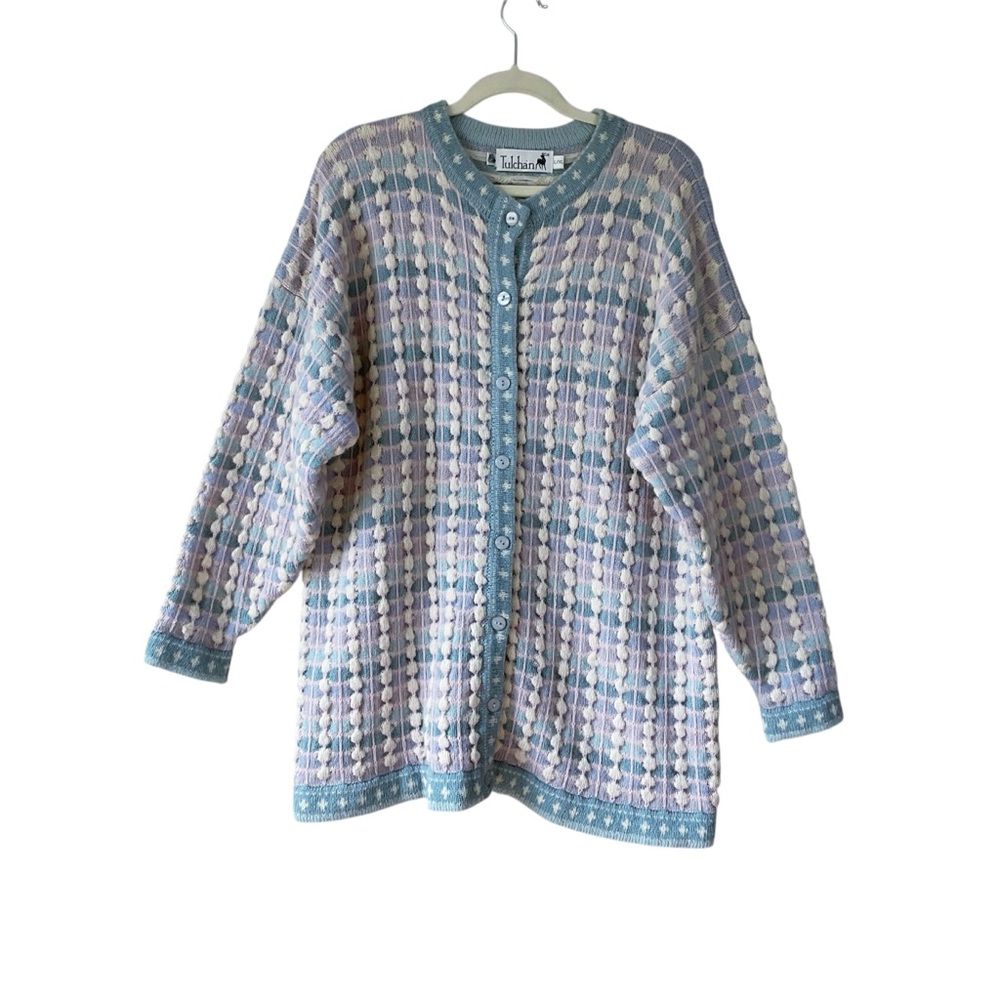 Vintage Tulchan Pure Wool Pastel Knit Cardigan Size L/XL